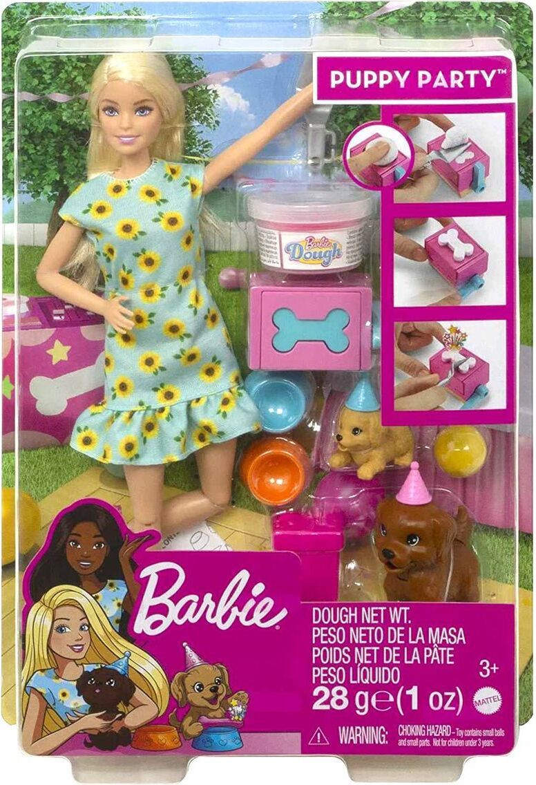 Mattel Barbie Hondenfeest-speelset met pop, speelklei en accessoires