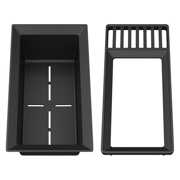 Blanco Sink Drainer 2-in-1 | Kunststoff schwarzgrau | Multifunktionale Rahmen- und Resteschalenkombi (Spülbecken Zubehör, 39.50 cm) (527644)