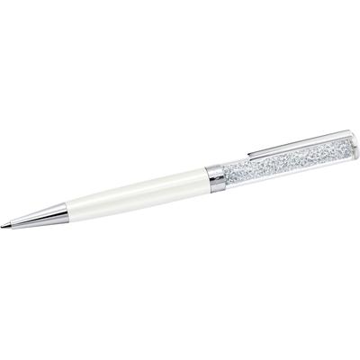 Drehkugelschreiber SWAROVSKI "Crystalline", weiß (kristallweiß, weiß), Stifte, Metall, mit Swarovski Kristallen