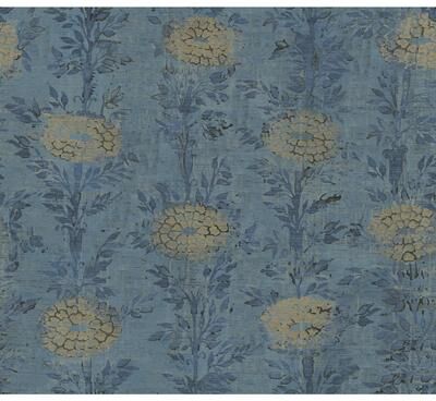 Ronald Redding French Marigold Blue & Gold Wallpaper