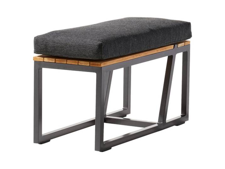 Sieger Loungetisch, Grau, Metall, Textil, Teakholz, rechteckig, Kufe, 32x35x69 cm, Sitzgelegenheit, Gartenmöbel, Loungemöbel, Lounge-Serien