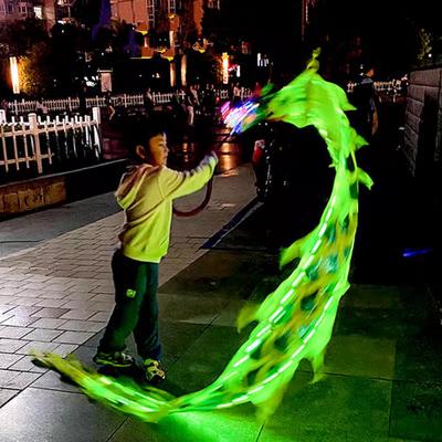 Combo Retail Shop Lightning Dragon Dance Set With Head, Traditional Ribbon Dance Prop, Folk Performance Square Set For New Year yellow 2m