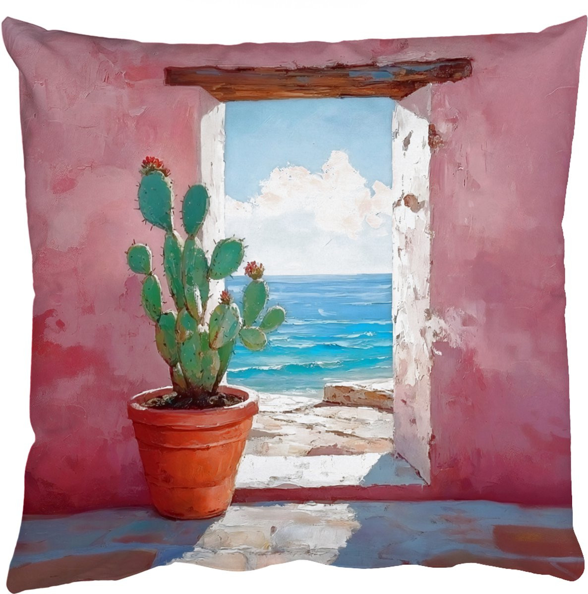 PillowMonkey Sierkussen Cactus - Roze - 50 x 50 cm