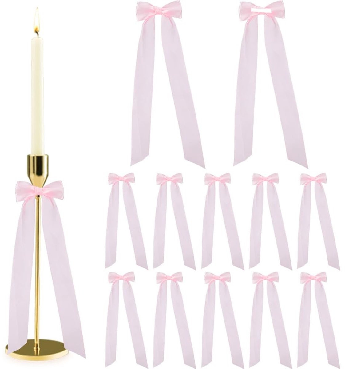 Dailygoods Decoratieve Bogen Kandelaar - 12 stuks - Roze