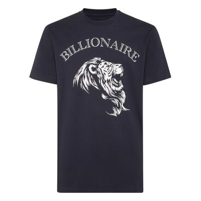 T-Shirt BILLIONAIRE "Lion", Herren, Gr. M, schwarz (14, dunkelblau), Obermaterial: 100% Baumwolle, Shirts T-Shirt