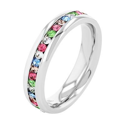 Fingerring AKZENT "Colorful, langlebig" Gr. 50, silber (silberfarbig), Fingerringe, Damen, 50, Edelstahl, Fingerring
