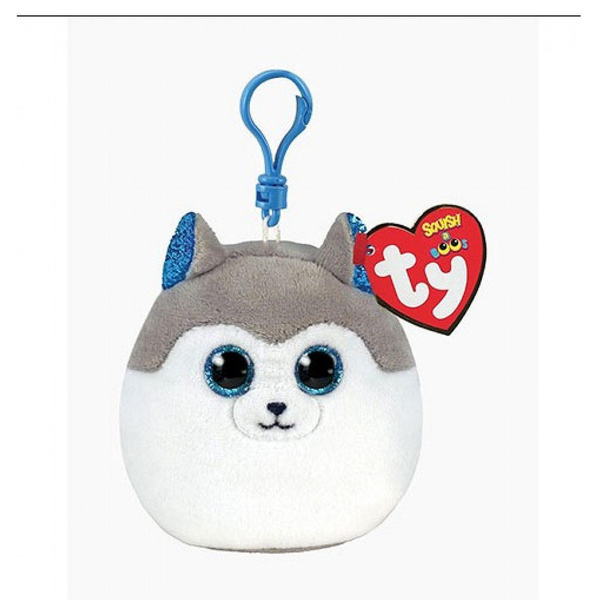 Squishy Beanies Slush grijze husky sleutelhanger, 8,5 cm