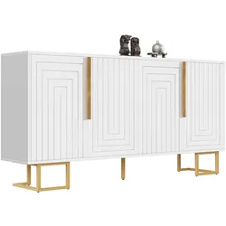 SIDEBOARD mit 3 Türen und Goldenen Akzenten Weiß