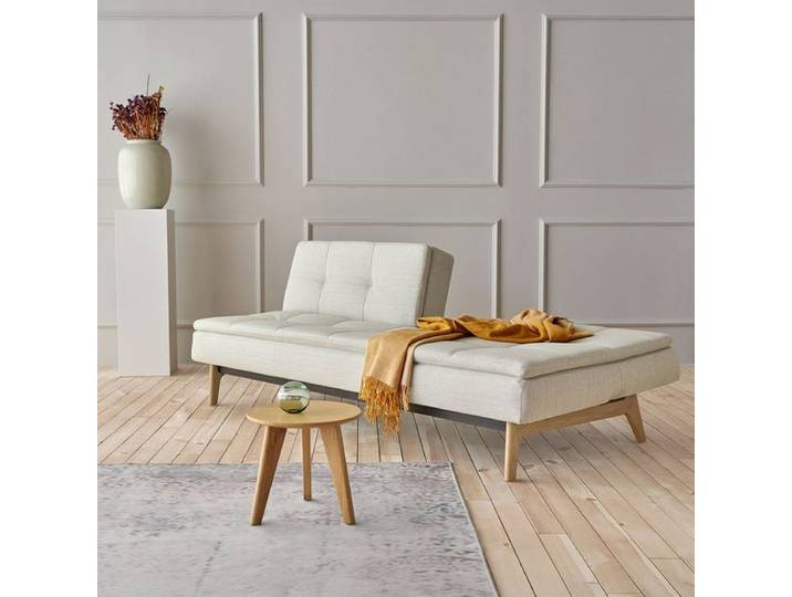 Schlafsofa Norland Webstoff Kunstfaser 82x210x96cm Sand Relaxfunktion skandinavisch
