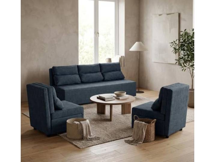 Family Meble Kimo Sitzgruppe, Sofa und 2 Sessel – Marineblau – 50