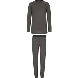 Whistler Farsund Merinowolle Baselayer Skiunterwäsche-Set Kinder 1011 - dark grey melange 14 (164)