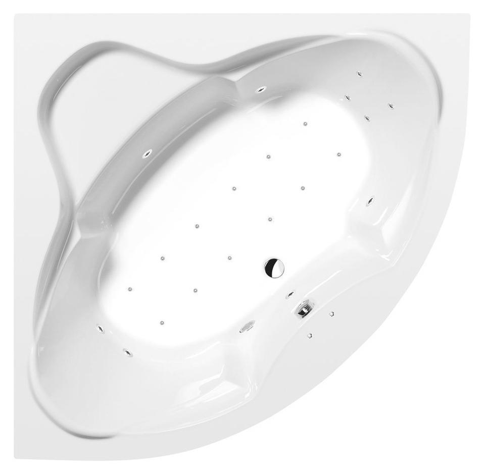 Polysan SIMONA Whirlpool-Badewanne, 150x150x44cm, Active Hydro-Air, Chrom
