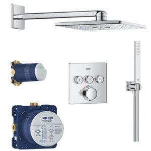 GROHE Duschsystem Precision SmartControl 310 Cube, verchromt, mit Armatur, Maße Regendusche 31 x 31 cm