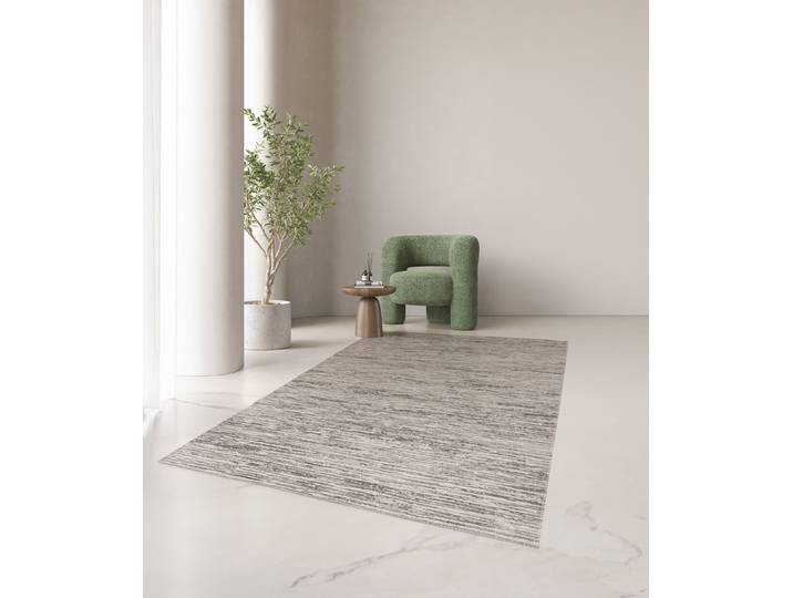 Kurzflorteppich Nivaor Grau 160 x 230cm recyceltem Polyethylenterephthalat / Polypropyplen