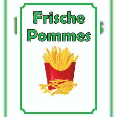 HB-Druck Frische Pommes Frites Schild Hochkant A3 (297x420mm)