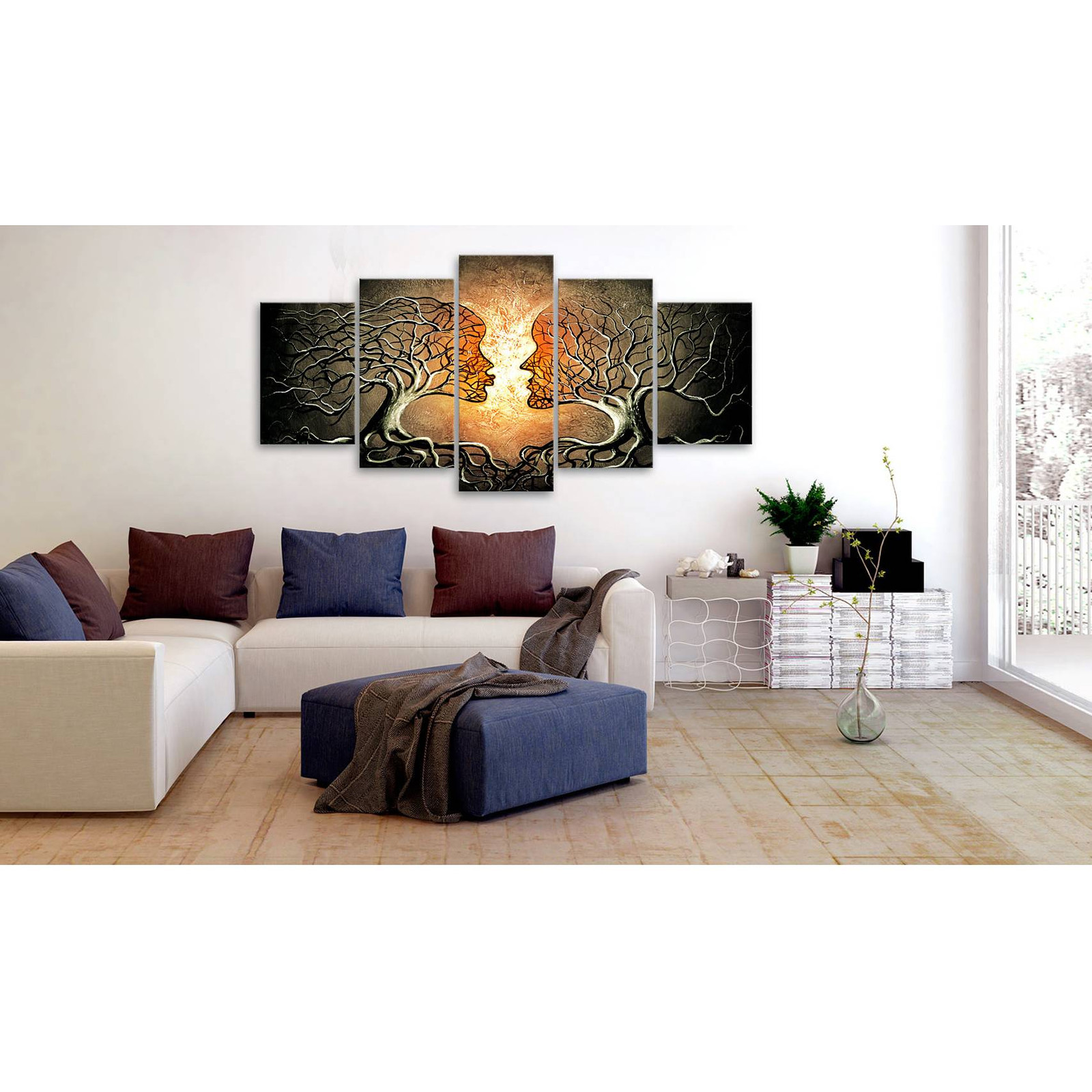 home24 Love Entanglement abstracte wanddecoratie linnen groen 100 x 50 cm