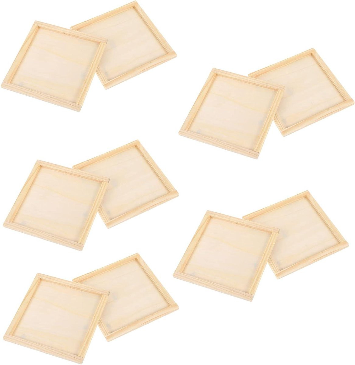 Set van 10 houten fotolijsten van berkenhout voor DIY schilderen, 12 cm