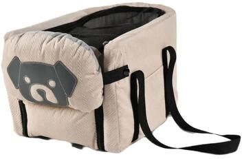 Inspired Living Foldable Dog Car Seat Cover Hammock With Pet Safety Harness beige