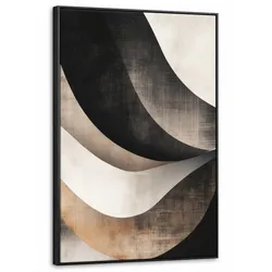 LEINWAND Bilder mit Rahmen - Abstrakt - Wellen - Schwarz - Verwittert - 60x90