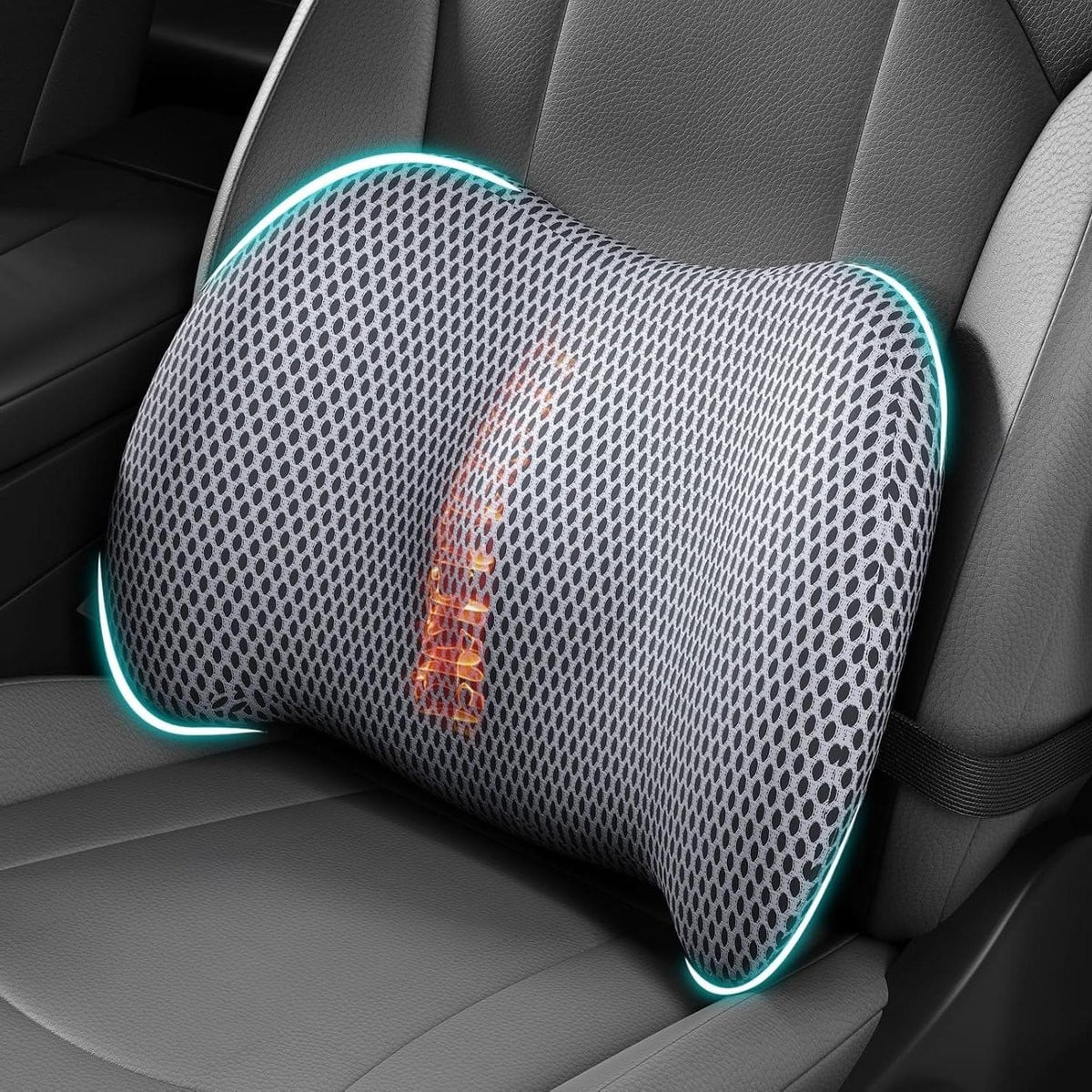 Lendensteunkussen Auto - Ergonomisch Rugkussen van Traagschuim - Grijs