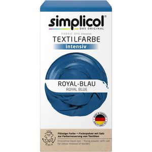 simplicol Textilfarbe intensiv, Royal-Blau, für Waschmaschine mit Farbfixierer & Salz All-in-1