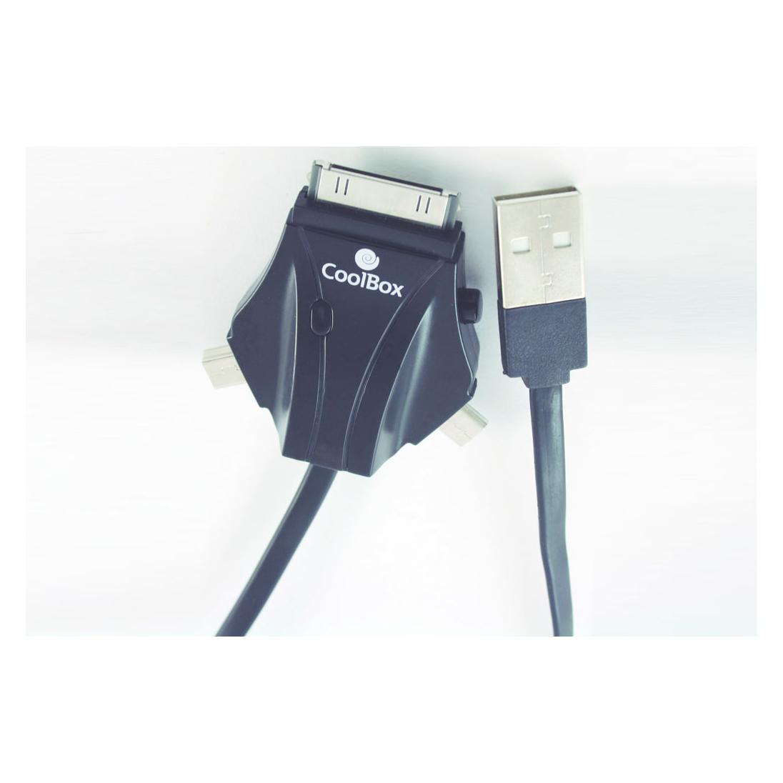 CoolBox cable transmision de datos acd301 usb a usbmini/usbmicro/iphone 30pin (1 m) (CABCOOACD301)
