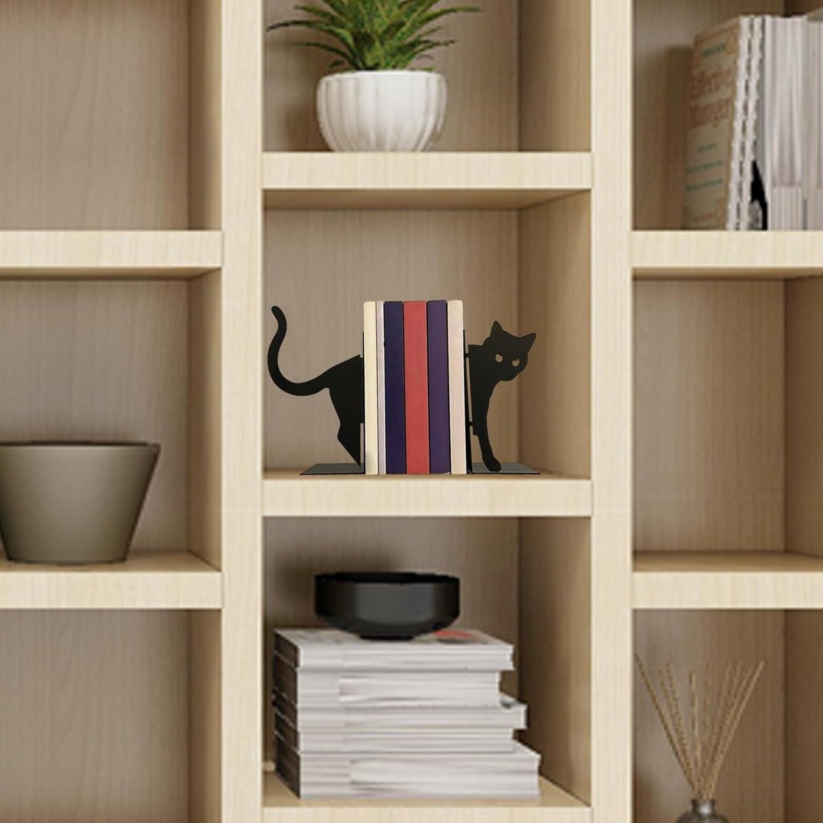 Nevolis Heavy Books Organizer - Kat Boekensteunen - Creatieve Desktop Organizer voor Thuis en Kantoor