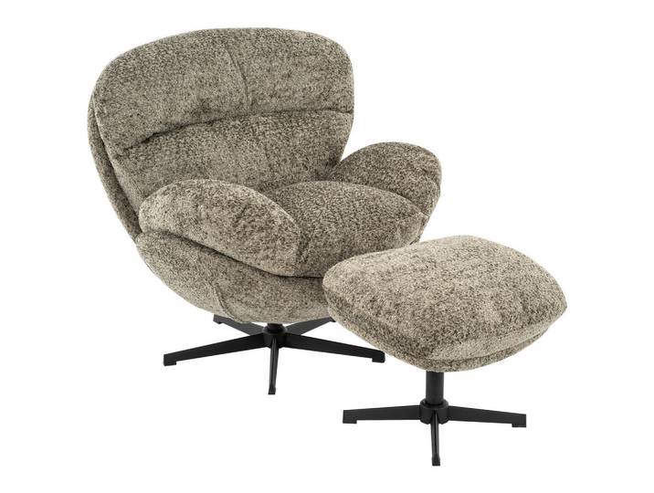 Carryhome Relaxsessel, Schwarz, Graugrün, Metall, Textil, 97x98x93 cm, Sitzfläche 360° drehbar, Wohnzimmer, Sessel, Relaxsessel