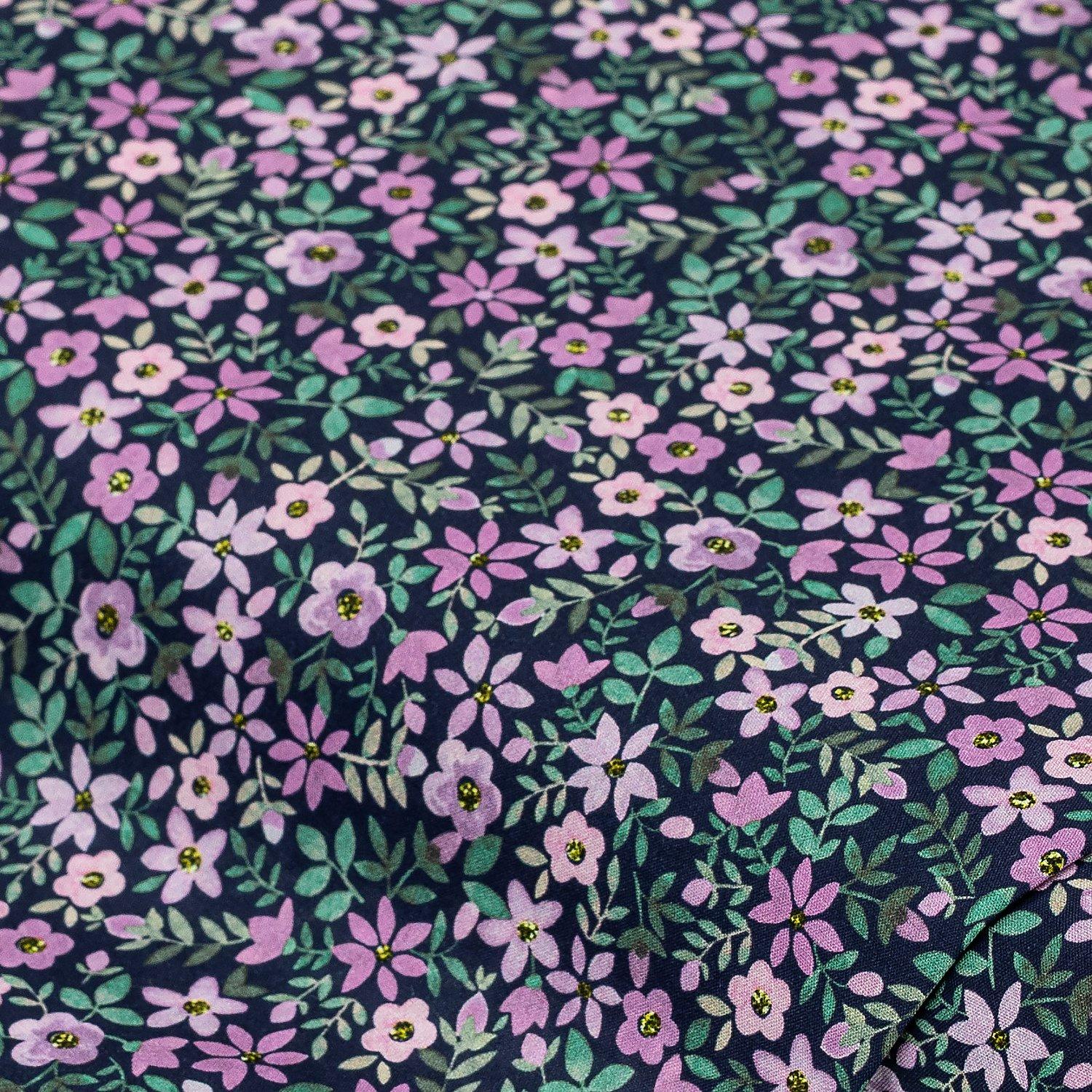Baumwollstoff "Lila Blümchen", lila-color