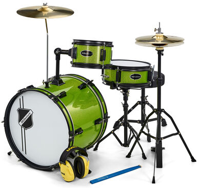 Millenium Youngster Drum Set Bundle Green Sparkle