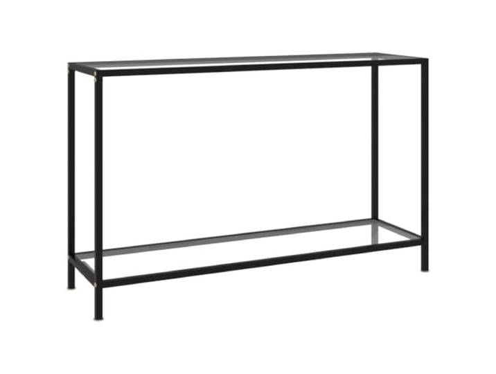 KLGBNCVE Konsolentisch Transparent 120x35x75 cm Hartglas mit Ablageboden Gehärtetes Glas, pulverbeschichteter Stahl, pflegeleicht, Ablageboden, stabil, modern