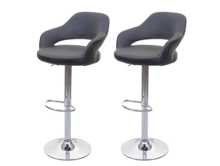 PROREGAL® Barhocker Barstuhl stylisch Sitzhöhe 61-81cm mit Lehne Kunstleder Farbe (2 St)