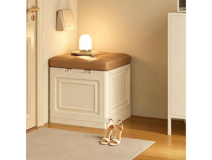 VSLreoiFX Gepolsterte Sitzbank mit Stauraum für Eingang & Schlafzimmer Geräumiger, versteckter Stauraum, moderne Flurmöbel, einfache Montage(A,39.4in)