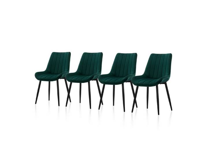 LuxusKollektion Esszimmerstuhl Esszimmerstühle 4er Set Samt Rückenlehne Metallbeine Grün-samt 4er Set