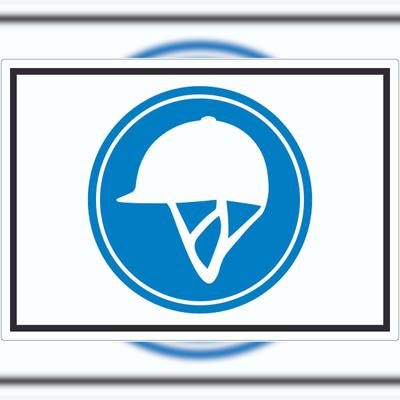 HB-Druck Reiten nur mit Helm Symbol Aufkleber A0 (841x1189mm)