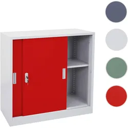Aktenschrank Boston HWC-F41, Stahlschrank, mit Schiebetüren 90x90x45cm ~ rot
