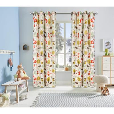 Verdunkelungsvorhang OTTO HOME "Waldtiere" Gr. 1, bunt (beige, bunt), B:130cm H:145cm, Polyester, Gardinen, bedruckte Kindergardine, blickdicht, verschiedene Größen