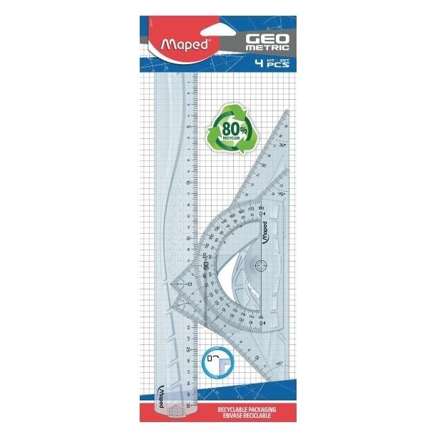 Maped 242767 Geometrie-Set, 4-teilig, Transparent (30 cm, Kunststoff) (242767)