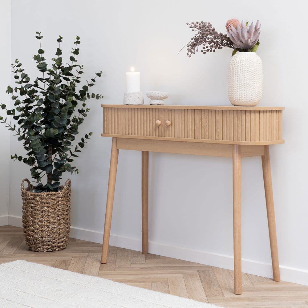House Nordic Console 2 portes coulissantes en bois l100cm - bois clair Marron 100x81x30cm