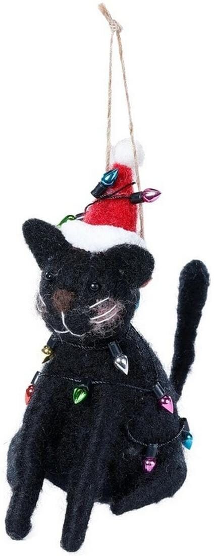 Weihnachtsfigur "INGES CHRISTMAS DECOR Katze", schwarz, Stoff, Dekofiguren, Weihnachtsfigur schwarz Einheitsgröße