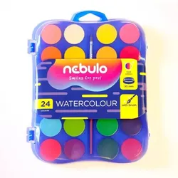 Nebulo: Wasserfarbenset mit Pinsel - 30 mm, 24 Farben