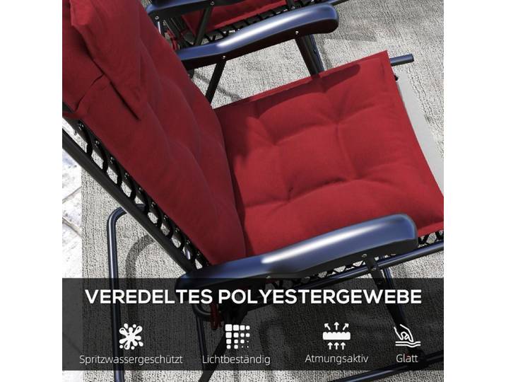 Feuille épaissie Set de 2 coussins pour chaise longue Hydrofuge Coussin pour chaise longue de jardin Coussin pour chaise longue de