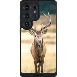 Nivocase Handyhülle für Samsung Galaxy S25 Ultra Hülle NIVOpure Case Schwarz Hirsch Wald Wiese (Samsung Galaxy S25 Ultra), Smartphone Hülle, Schwarz