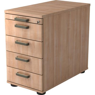 Hammerbacher Standcontainer 80cm 4 Schub Schloss Streifengriff Nussbaum