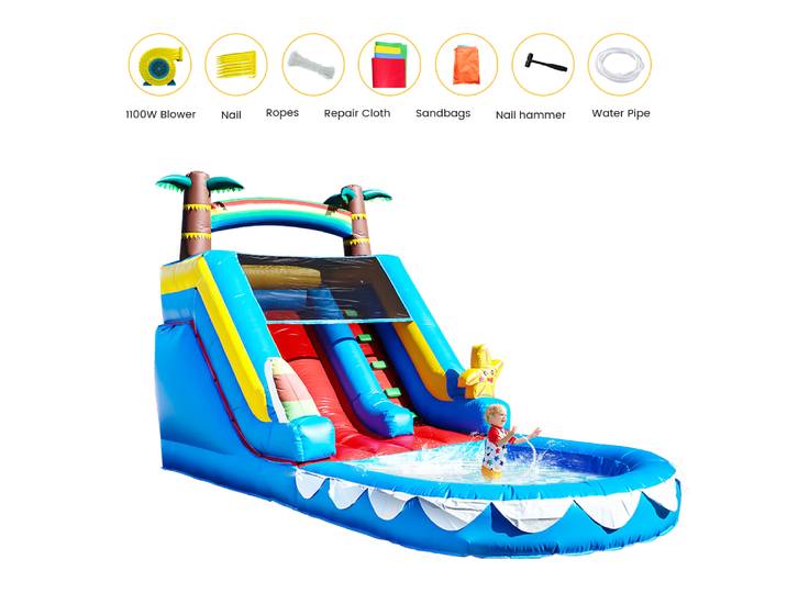 Nouveau Aire de jeux commerciale pour enfants 21 pieds géant Commercial PVC toboggan gonflable maison de rebond piscine avec ventilateur