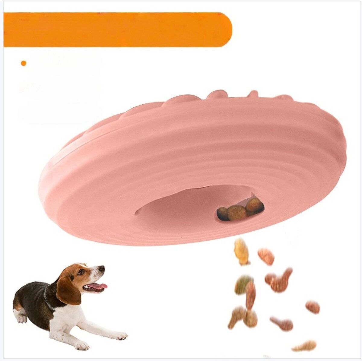INF Frisbee distributeur de friandises - TPR à mâcher avec rainure cachée pour jeu interactif et nettoyage dentaire Rose