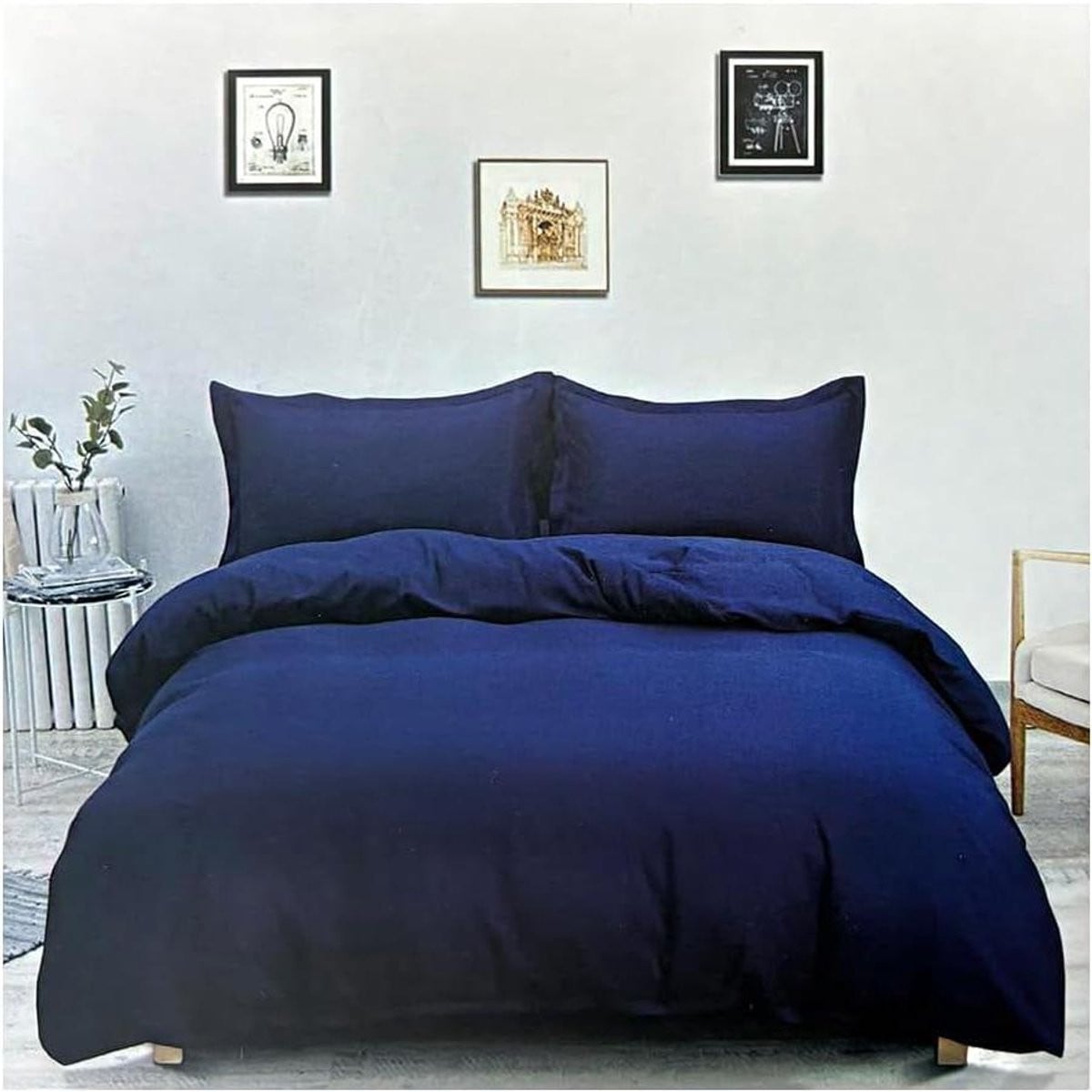 Cama 4-delig beddengoedset met laken en kussenslopen in blauw