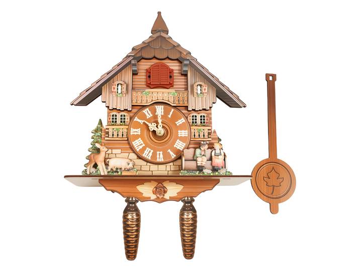 Horloge murale à coucou, horloge à coucou en bois, sonnerie à 7h-21h, affichage des aiguilles et des échelles horaires, 25*10*50cm