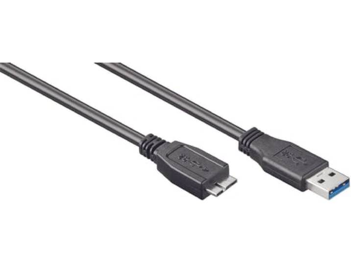 Goobay 95027 USB-kabel (3 m, USB A, Micro-USB B, stekker/stekker, zwart)