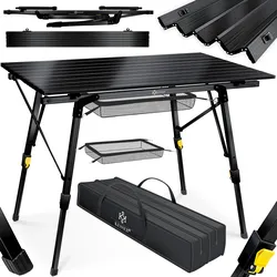 KESSER® Campingtisch faltbar Klapptisch mit Aluminiumrahmen Aufrollbare Tischplatte Falttisch klappbar höhenverstellbar inkl. Tragetasche mit Trageband & Netztasche